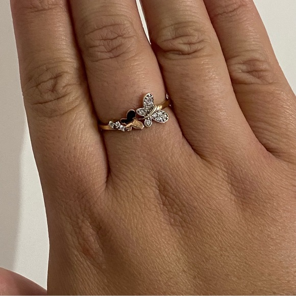 14k Solid Yellow & Rose GOLD Butterfly Ring Size 10 - Picture 9 of 10